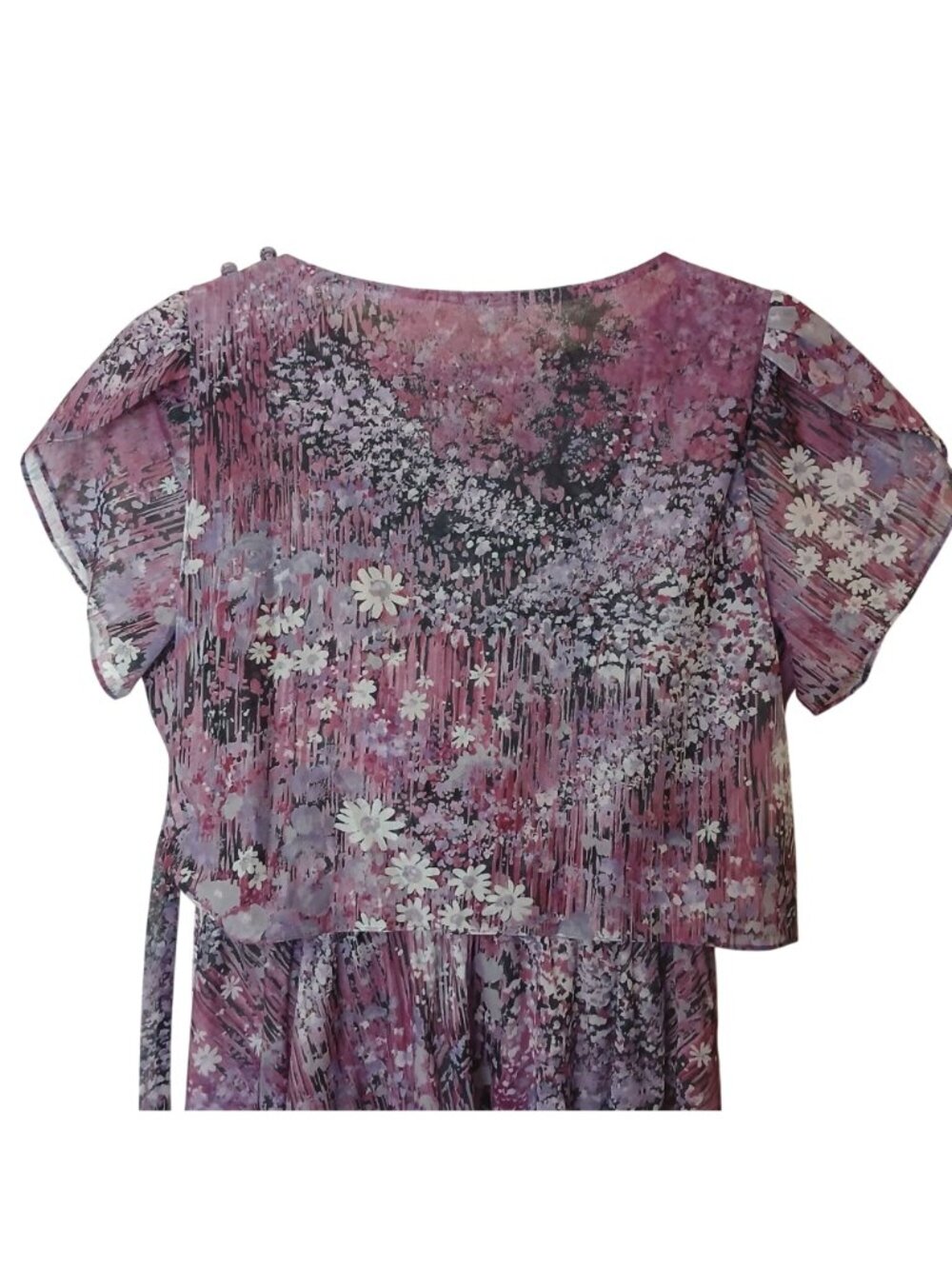 Lady Carol VTG 80's Purple Floral Sheer Dress Sz 16 Secretary USA Made #I-4 - Picture 7 of 11